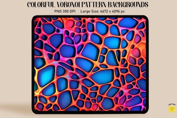 3D Neon Colored Voronoi Pattern