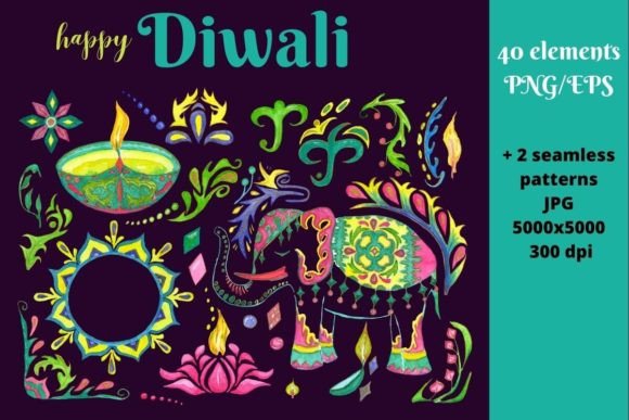 40 Watercolor Elements for Diwali: A Creative Guide to Celebrating the Festival of Lights