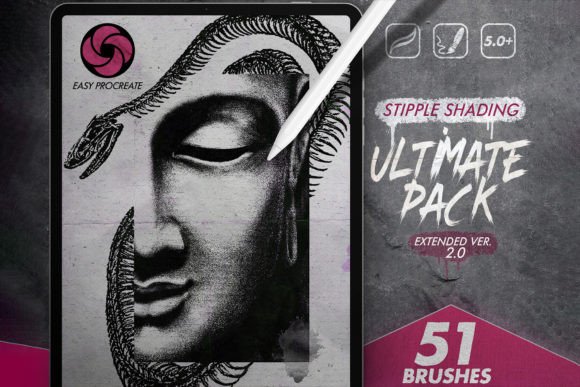 51 Procreate Stipple Shading Brushes for Artists and Designers