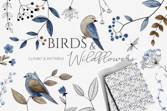 Birds Wildflowers Watercolor Clipart: A Versatile Design Asset for Creative and Professional Use
