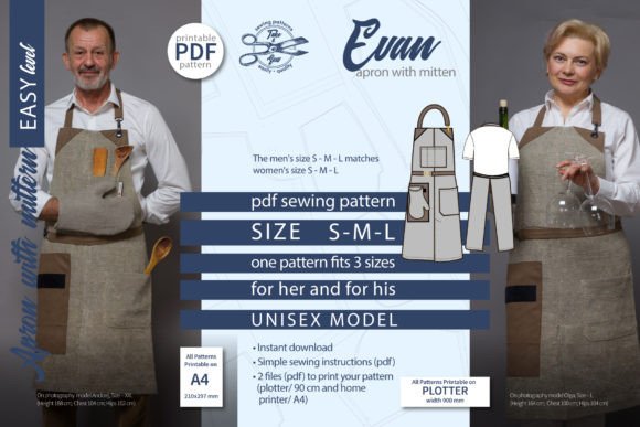 Chef Apron Pattern Evan Apron with Mitten