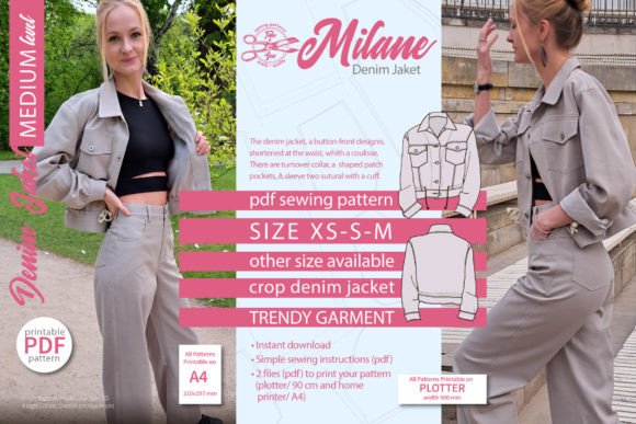 Denim Jacket Sewing Pattern Milane XS S