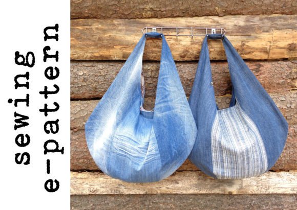 How to Make a Large Hobo Bag from Old Jeans with a Printable PDF Pattern