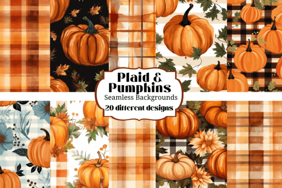Plaid Pumpkins 20 Seamless Backgrounds: A Versatile Digital Resource for Creative Projects