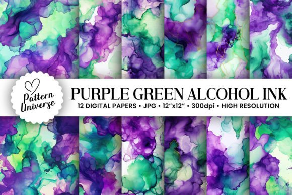 Purple Green Alcohol Ink Backgrounds: A Vibrant Choice for Creative Projects