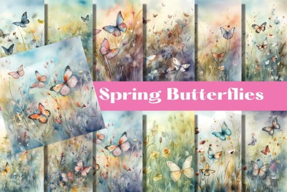 Spring Butterflies Floral Backgrounds: A Versatile Digital Art Collection